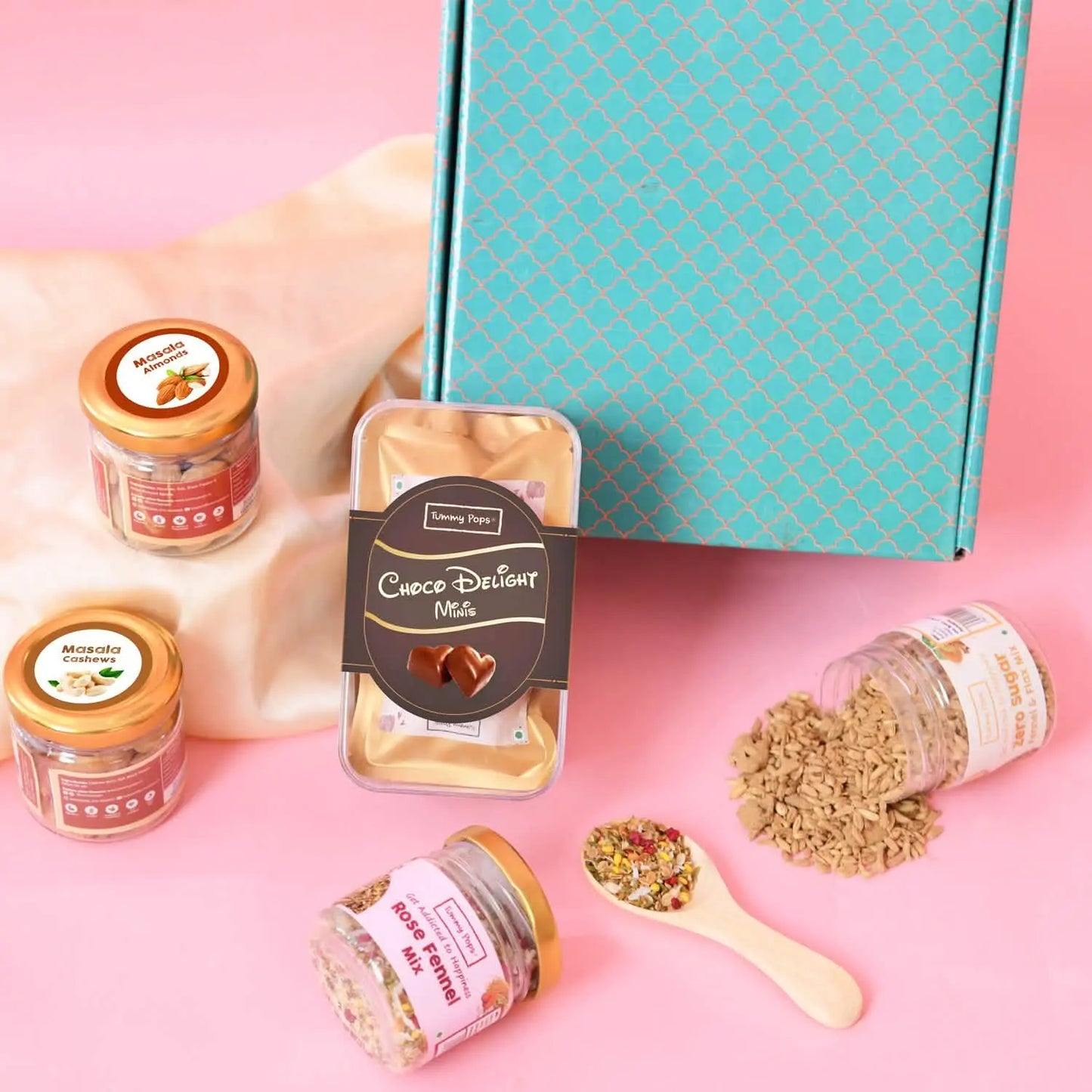 Bond Bites Hamper - 6 jars of Cookies, Fennel mix, Dry fruits in a pack!