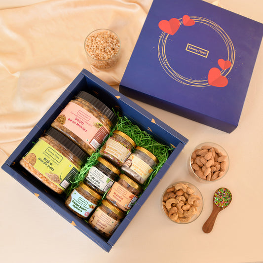 Spree Food Box - 8 jars of Dry fruits, Mouth fresheners & roasted snacks!