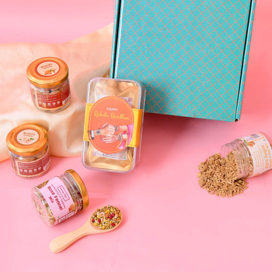 Bond Bites Hamper - 6 jars of Cookies, Fennel mix, Dry fruits in a pack!