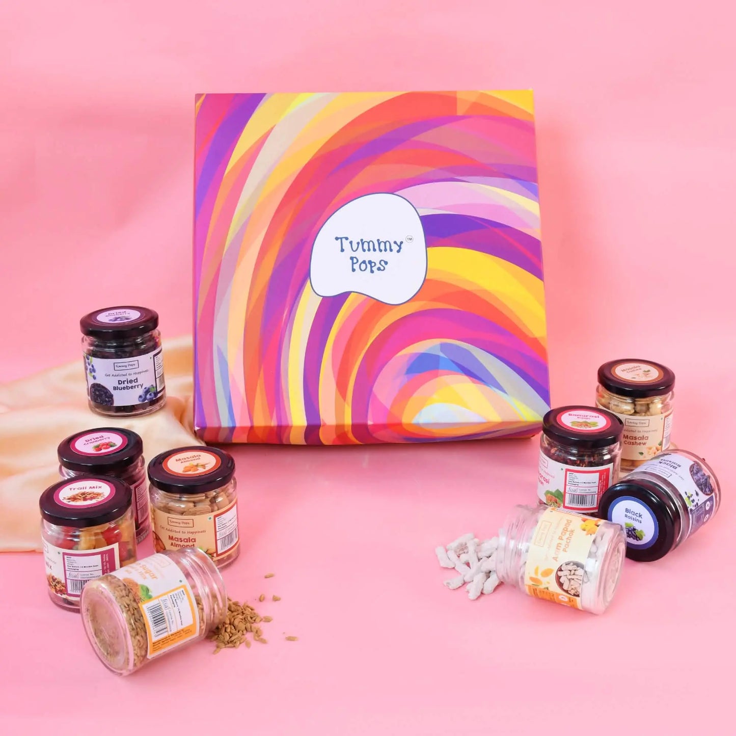 Loads Of Happiness Kit - Large glass jar pack of 9 with berries, dry fruits & nuts, mouth fresheners!