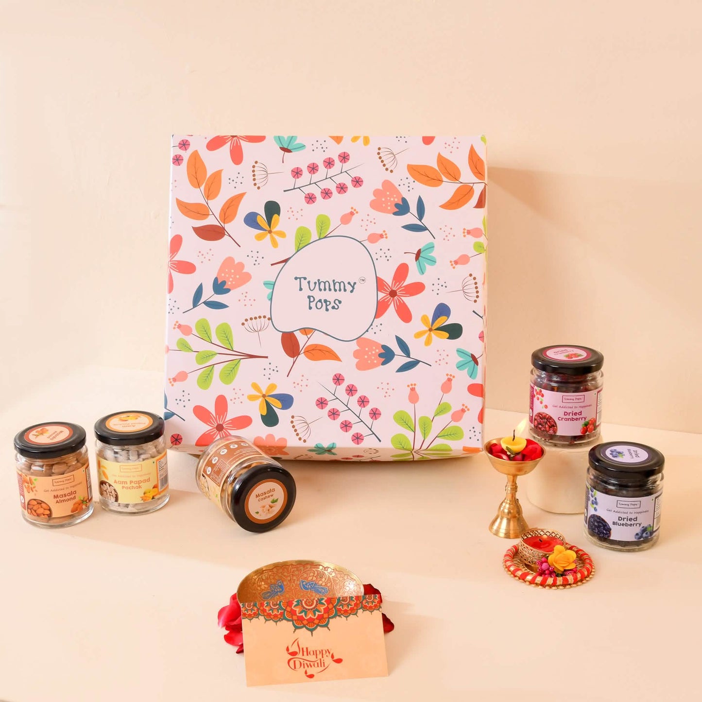 Happiness Diwali Kit - 9 premium glass jars of berries, dry fruits & nuts, Mouth Fresheners!