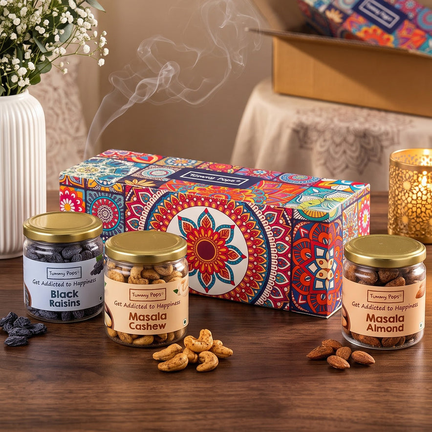 Nut Collection Box - Assorted pack of 3 Dry Fruits Jars