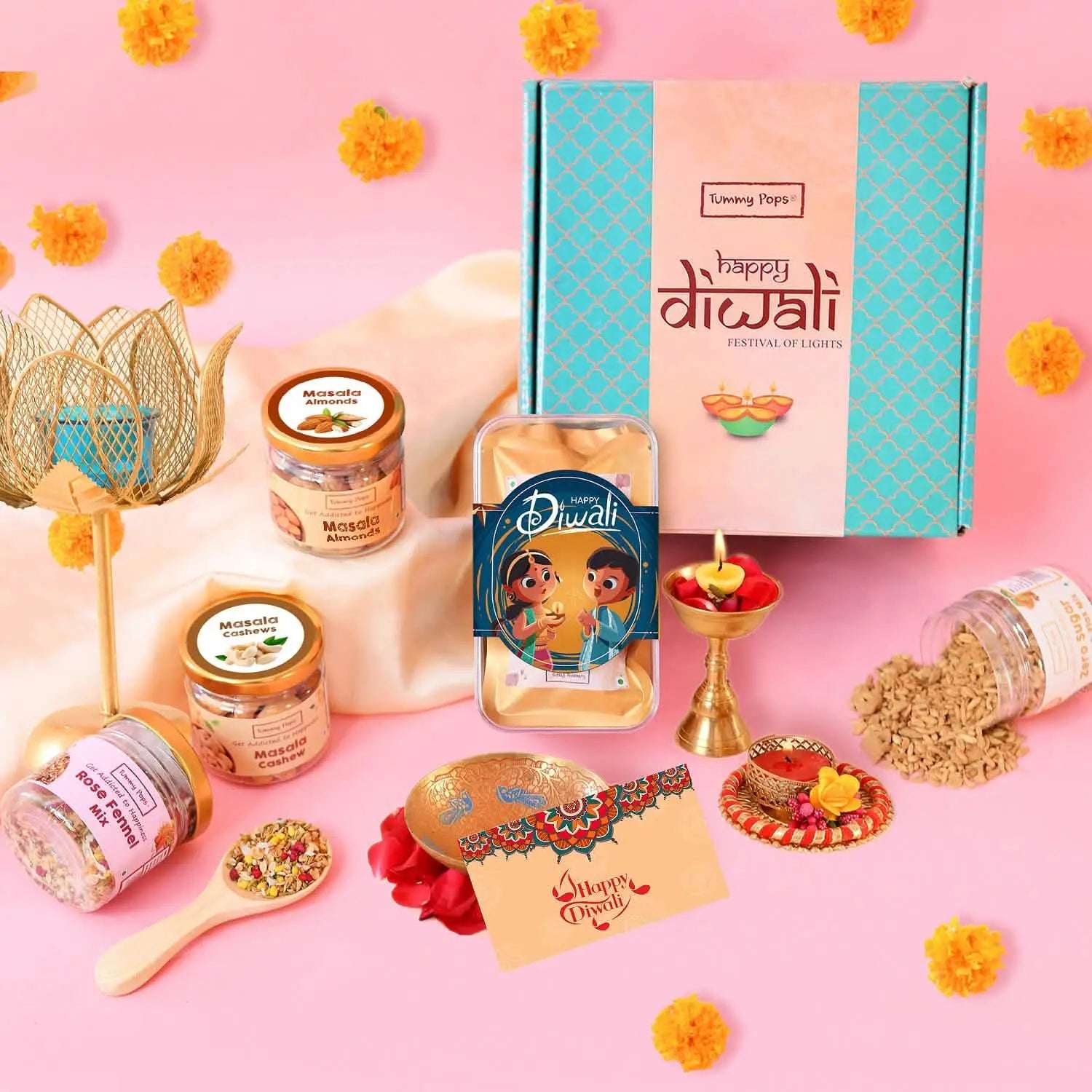 Bond Bites Diwali Hamper - 6 jars of Cookies, Fennel mix, Dry fruits in a pack!