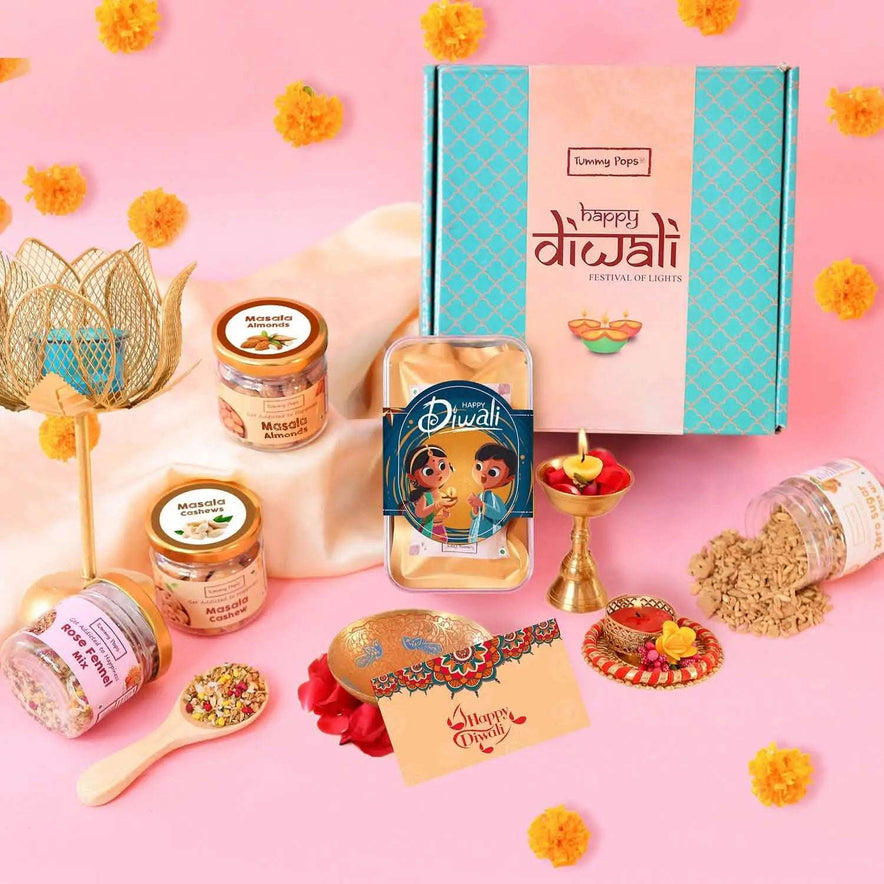 Bond Bites Diwali Hamper - 6 jars of Cookies, Fennel mix, Dry fruits in a pack!