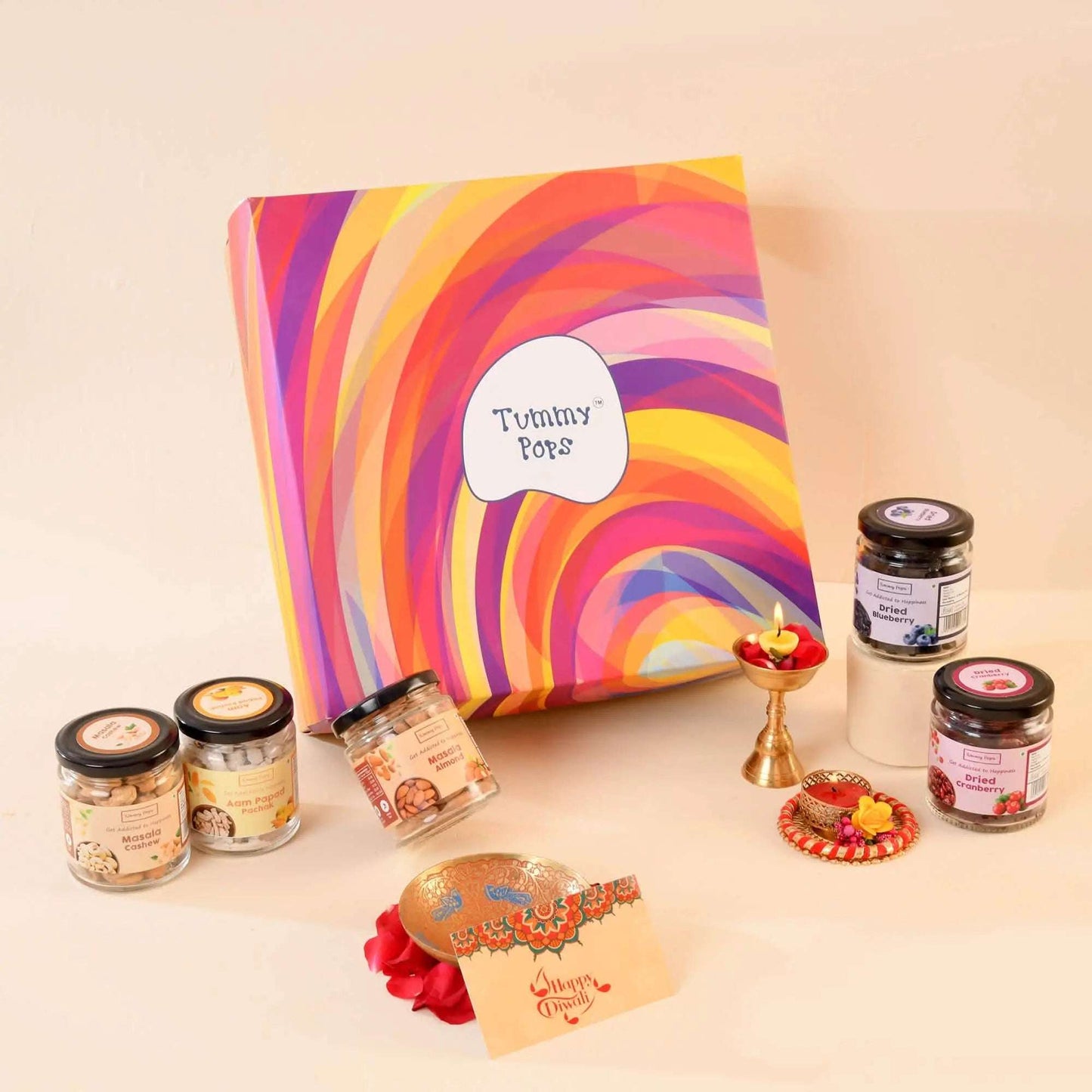 Loads Of Happiness Diwali Kit - Large glass jar pack of 9 with berries, dry fruits & nuts, mouth fresheners!