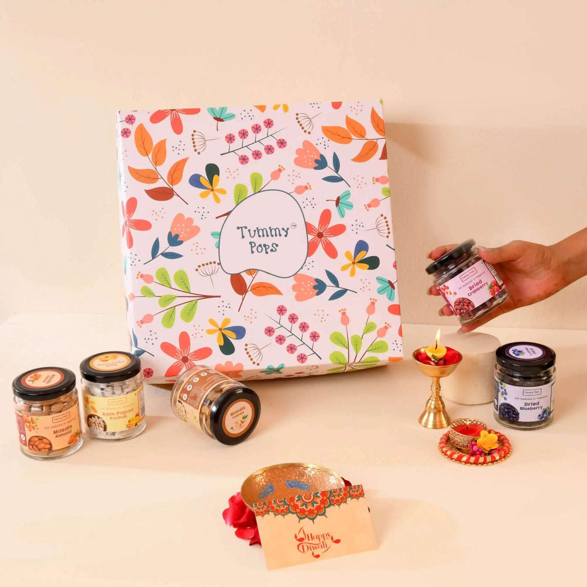Happiness Diwali Kit - 9 premium glass jars of berries, dry fruits & nuts, Mouth Fresheners!