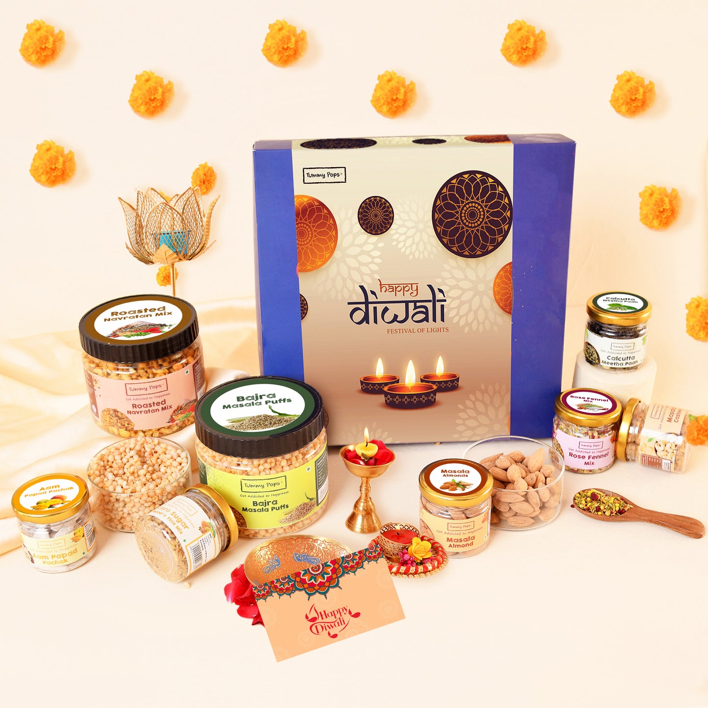 Spree Diwali Food Box - 8 jars of Dry fruits, Mouth fresheners & roasted snacks!