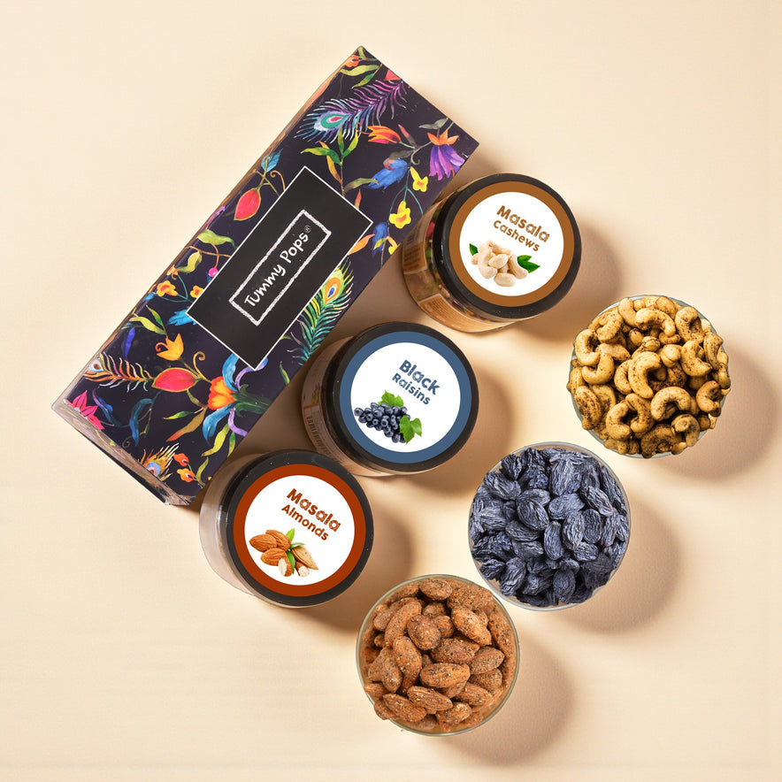 Nut Collection Box - Assorted pack of 3 Dry Fruits Jars